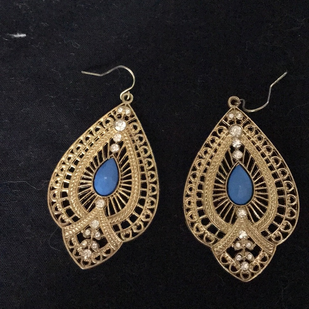 NWOT Gold and Turquoise Colored Earrings - Picture 2 of 7
